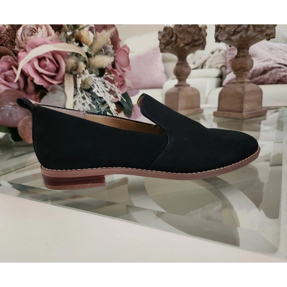 Franco Sarto Shoes Womens 6M Jeena Slip On‎ Loafers Black Leather Casual Low